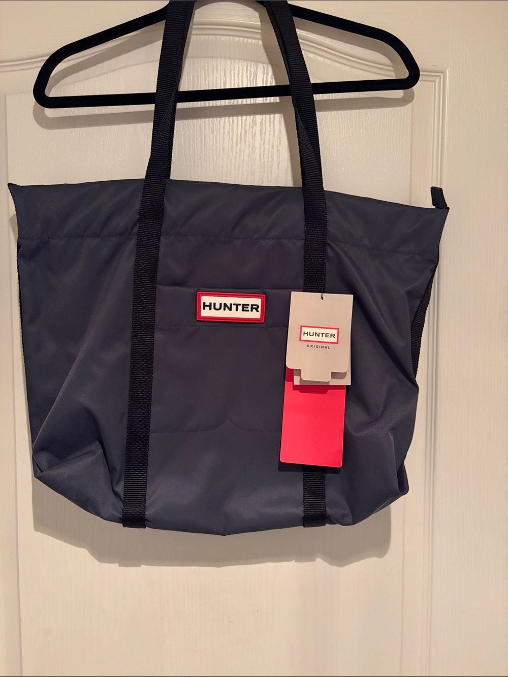 Hunter Navy Tote Bag with Black Straps